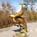 Professional Cast Bronze Foundry bronze dolphin pool statues